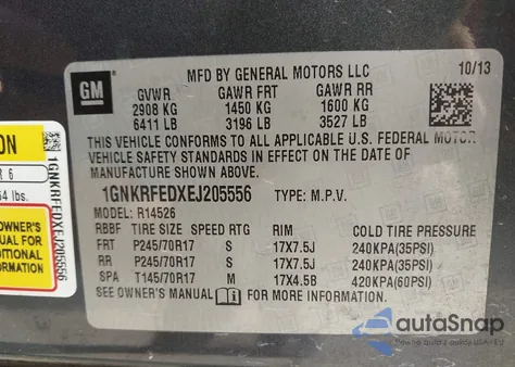 2014 Chevrolet Traverse Ls из США, поврежденный, VIN 1GNKRFEDXEJ205556